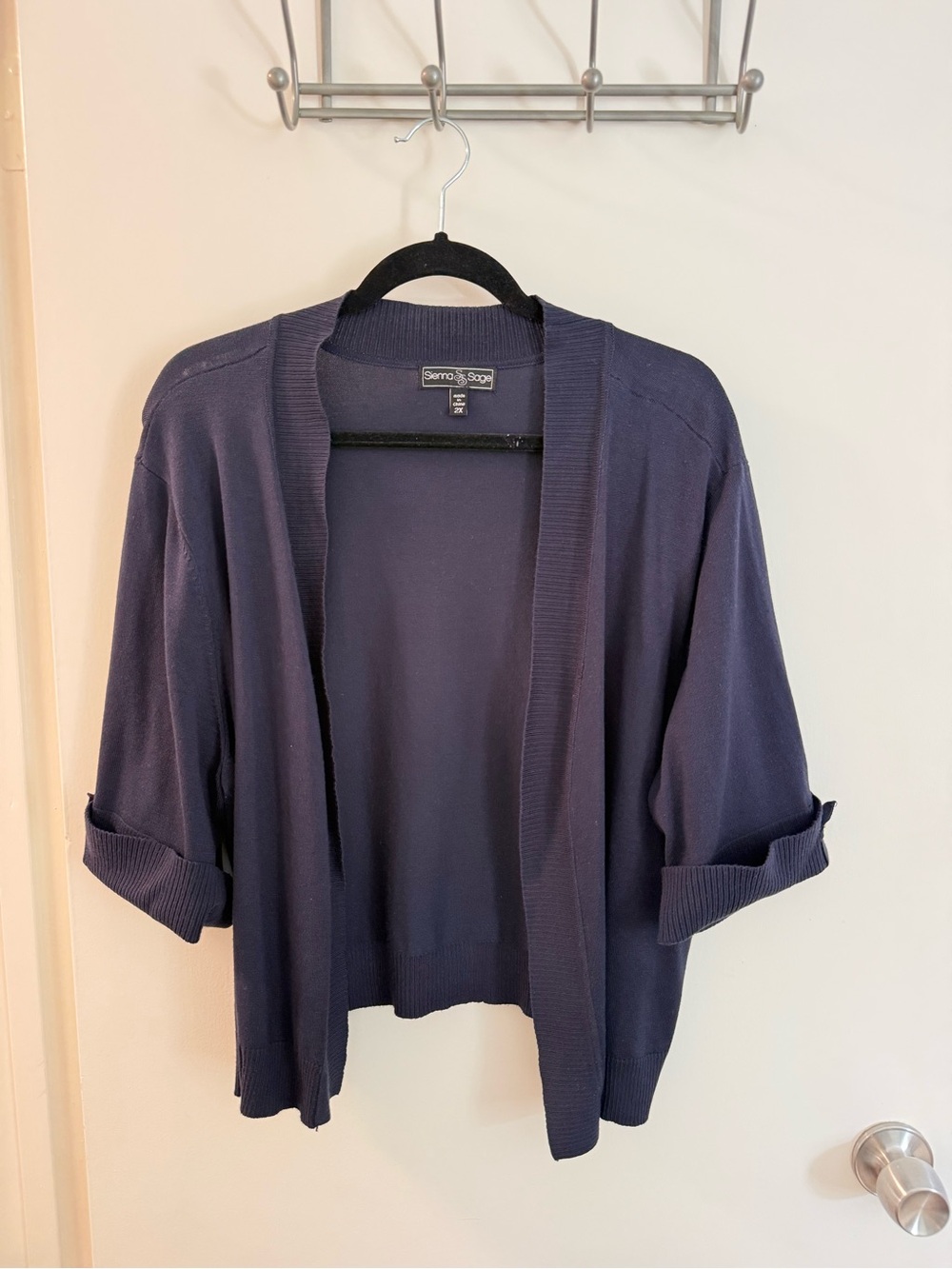 Navy Open-Front Lightweight Cardigan